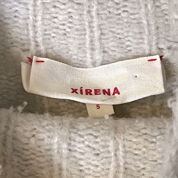 Xirena Wool Cashmere Blend Light Gray Ribbed Mock Neck Boxy Sweater Sz S - Picture 3 of 9